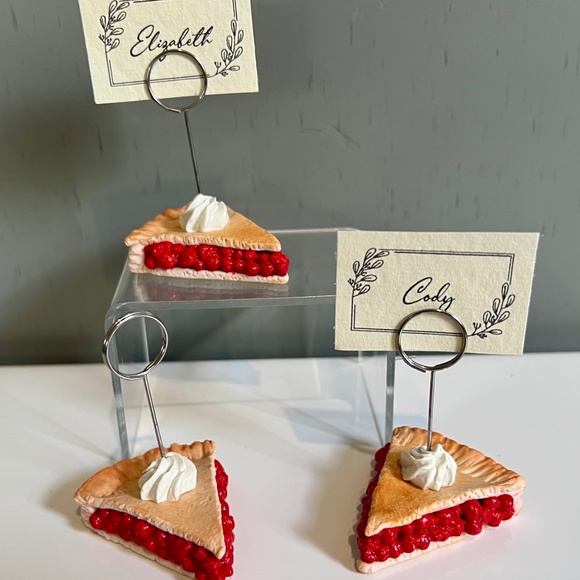 Cherry Pie Place Card Holders Set of 2 – Handmade Ceramic Table Decor Holiday - Picture 15 of 16